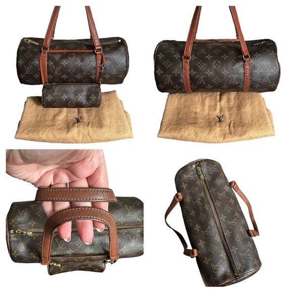 Louis Vuitton Monogram Leather 1980's Papillon 30 & Mini Papillon Dust Bag Set - Picture 3 of 11